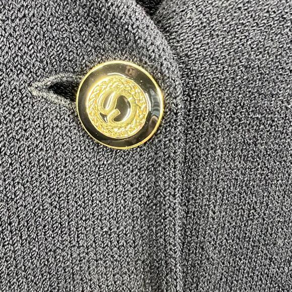 St. John Basics Santana Knit Navy V Neck Cardigan Sweater Gold‎ Buttons Jacket S - Picture 3 of 9